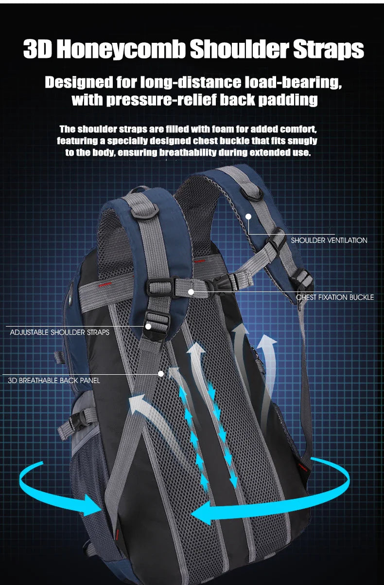 40L Hiking Backpack for Men & Women – Lightweight Outdoor Travel Daypack, Waterproof Camping Backpack with Multiple Compartments, Durable Sports & School Bag