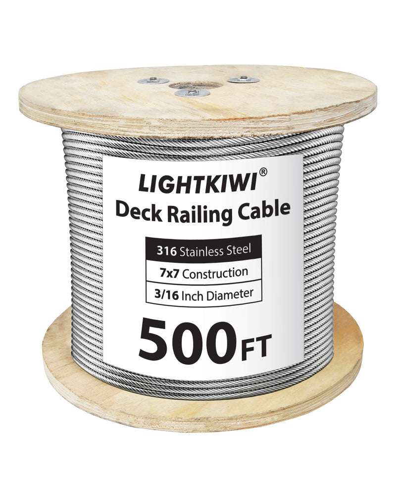 3/16" T316 Deck Cable Railing Wire 500ft – 7x7
