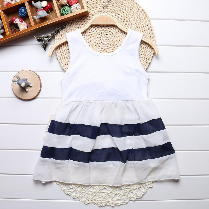 Baby Girl Clothes for Kids with Cute Purple Stripe and Round Neck  Sleeveless Chiffon Dresses For Girls