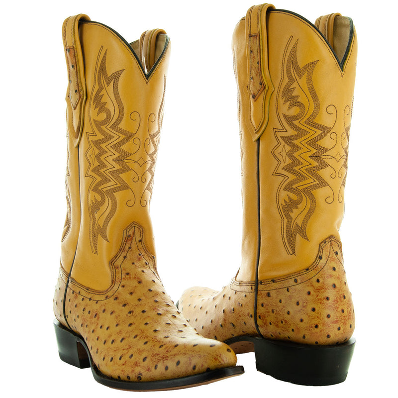Men's Mantequilla Ostrich Print Cowboy Boots (H7002)