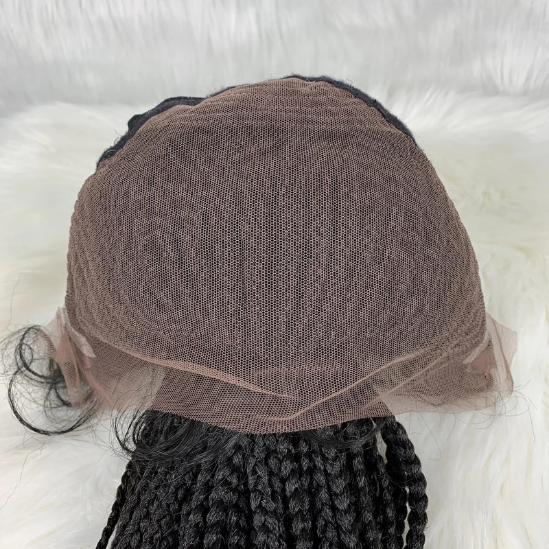30" Braided Lace Front Wig for Black Women | African Braids with Baby Hair | Synthetic Glueless Mat Wig