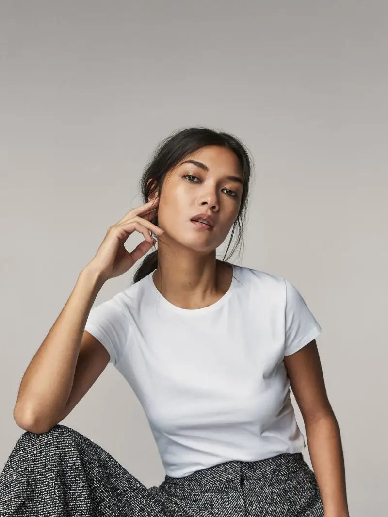 100% Cotton Women's T-Shirts Short Sleeves Solid Color