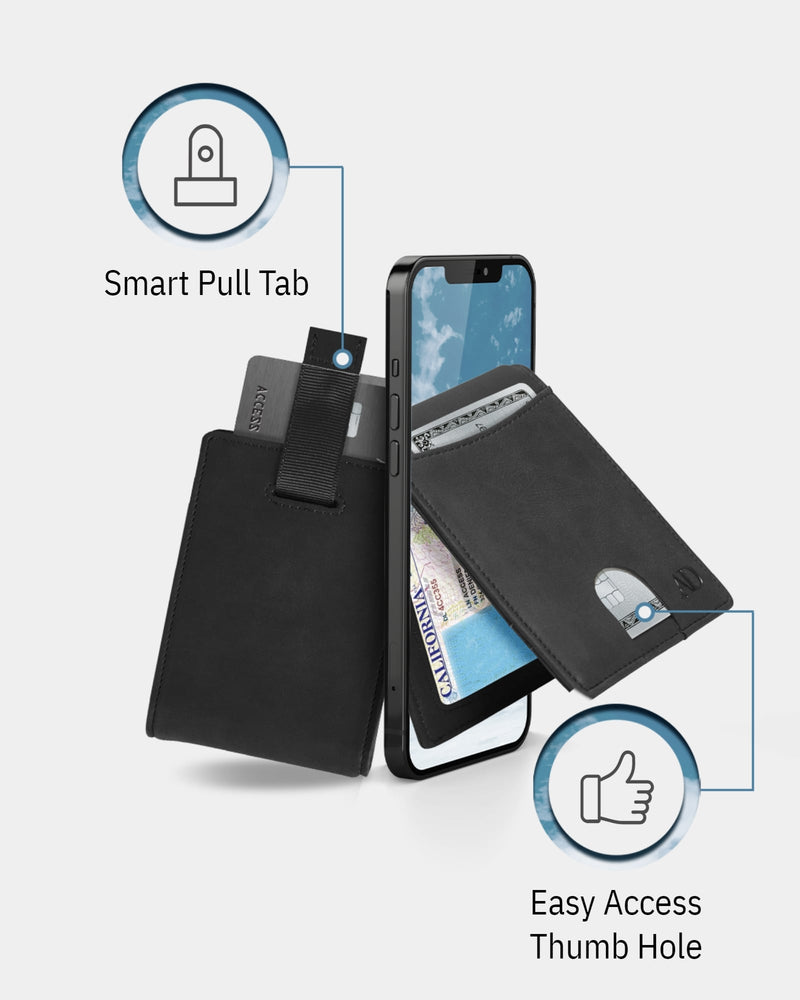 Vegan Leather Money Clip Wallet – Pull-Strap Access, Holds 7 Cards