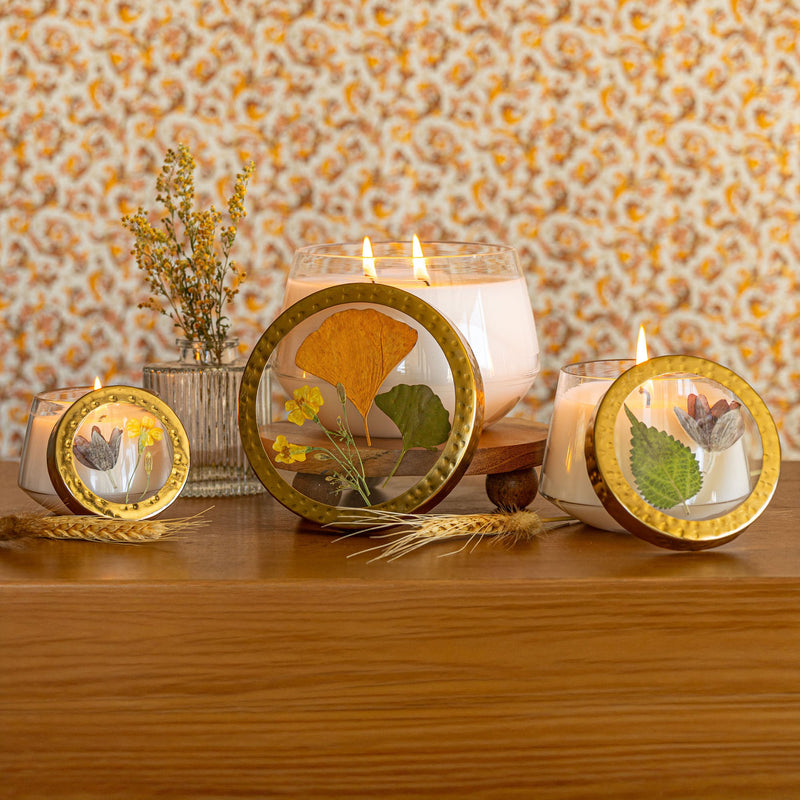Accent Pressed Floral Candle - Harvest Pumpkin