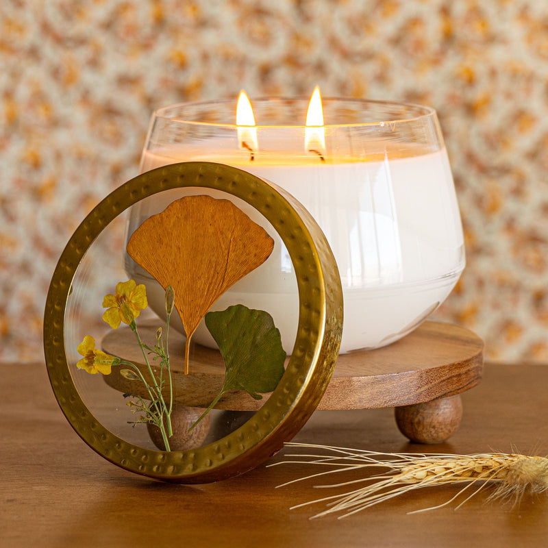 Signature Pressed Floral Candle - Harvest Pumpkin