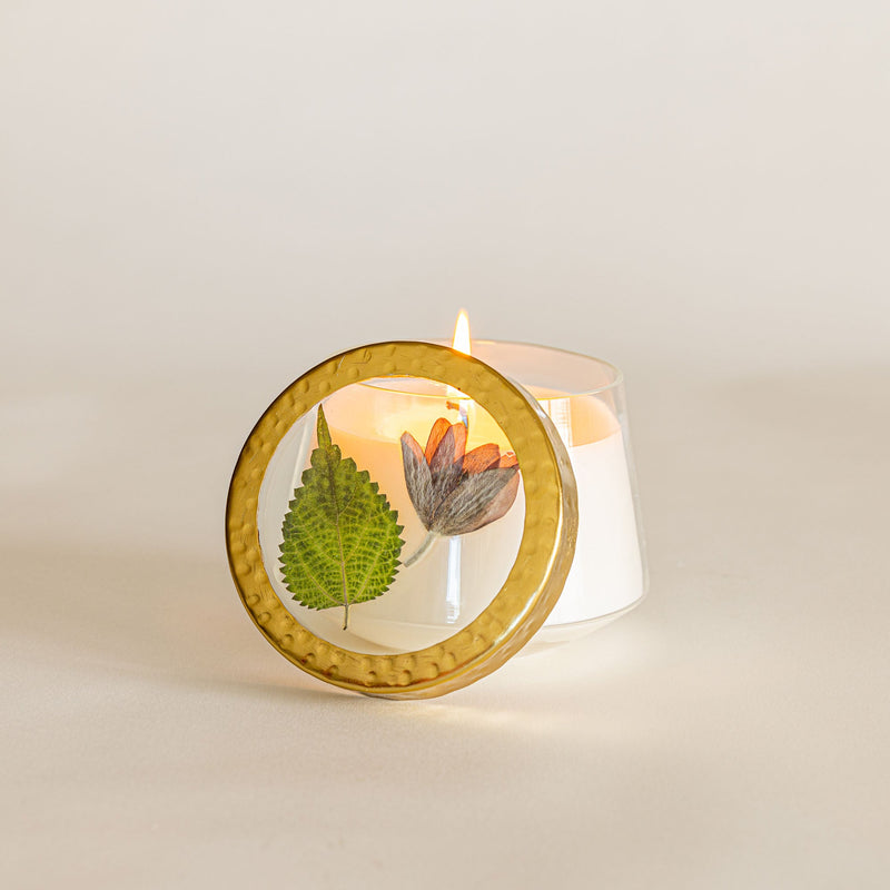 Accent Pressed Floral Candle - Harvest Pumpkin