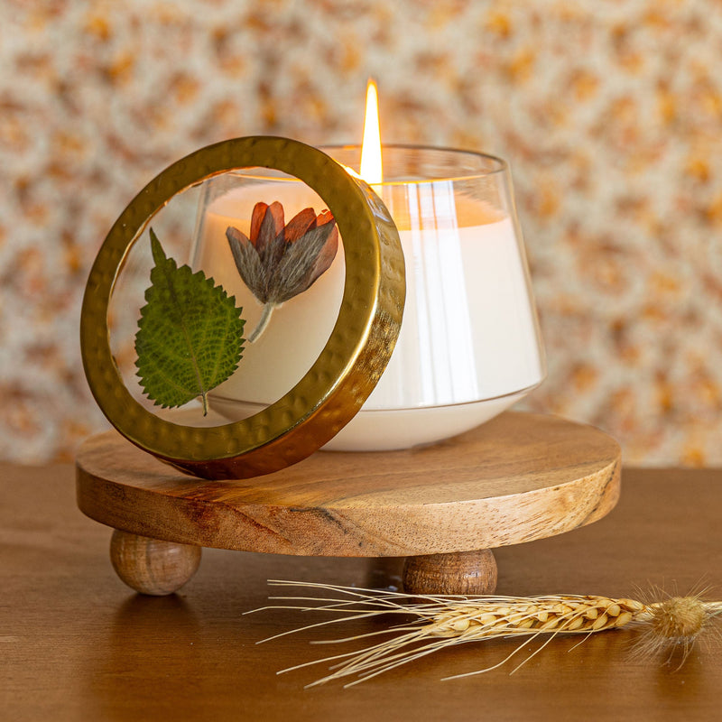Accent Pressed Floral Candle - Harvest Pumpkin