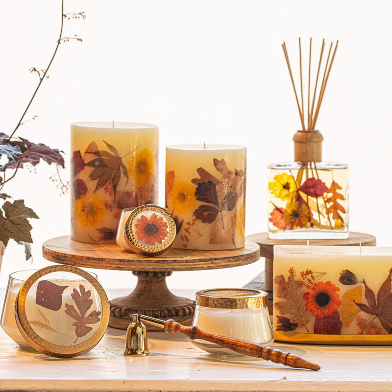 Harvest Pumpkin Medium Pressed Floral Candle