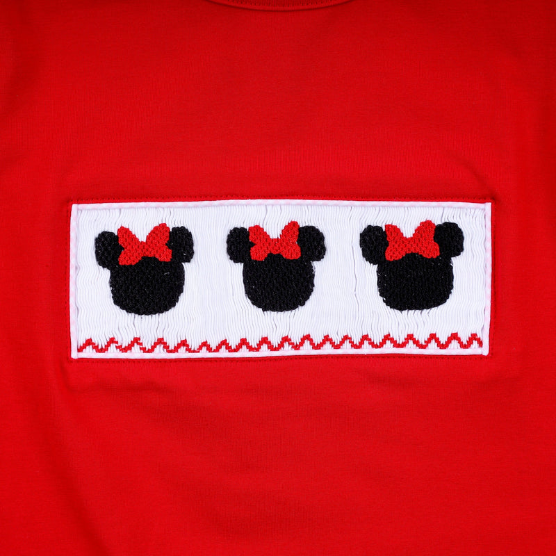Red character hand smocked dress