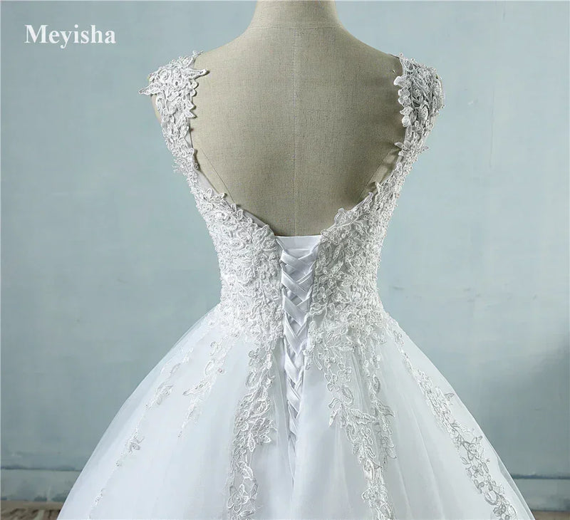 Pearl Ball Gown Wedding Dress - Spaghetti Straps Customizable | Femstylo