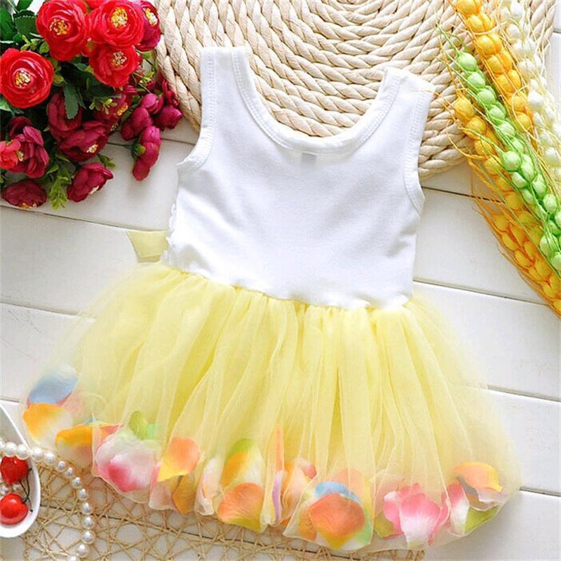 Kids Baby Girls Beautiful Flower Dress Princess Summer Sleeveless Mini Tutu Dress For Modern Baby Girls