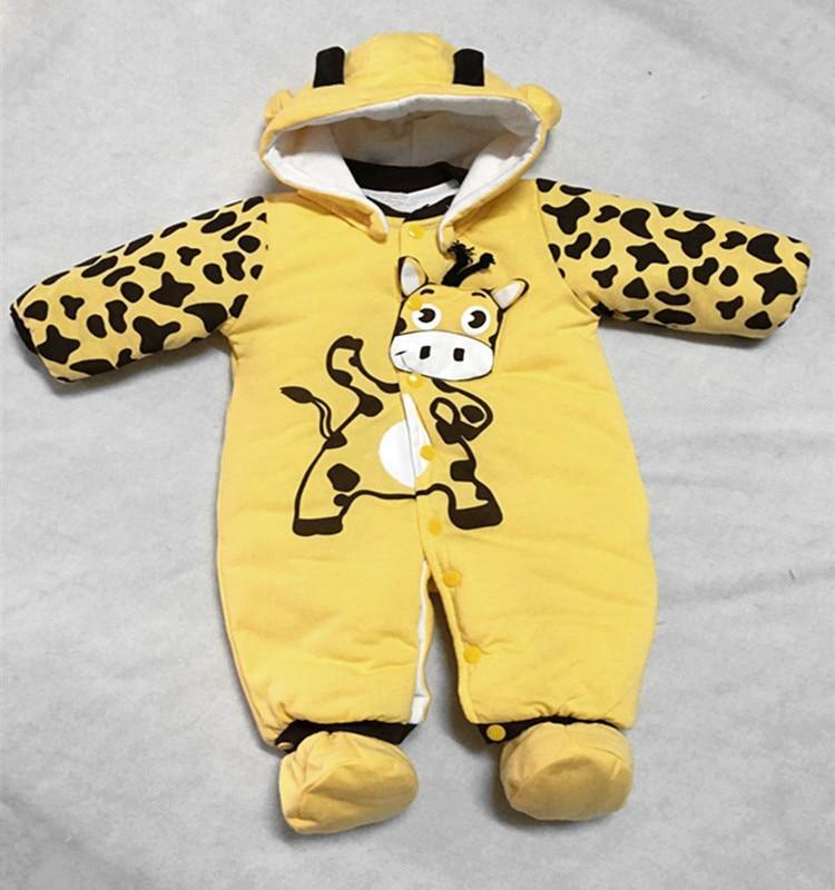 Warm Autumn Winter Baby Girls Boys Rompers Cartoon Cute Thick Warm Hooded Jumpsuits For Babies In Modern Design