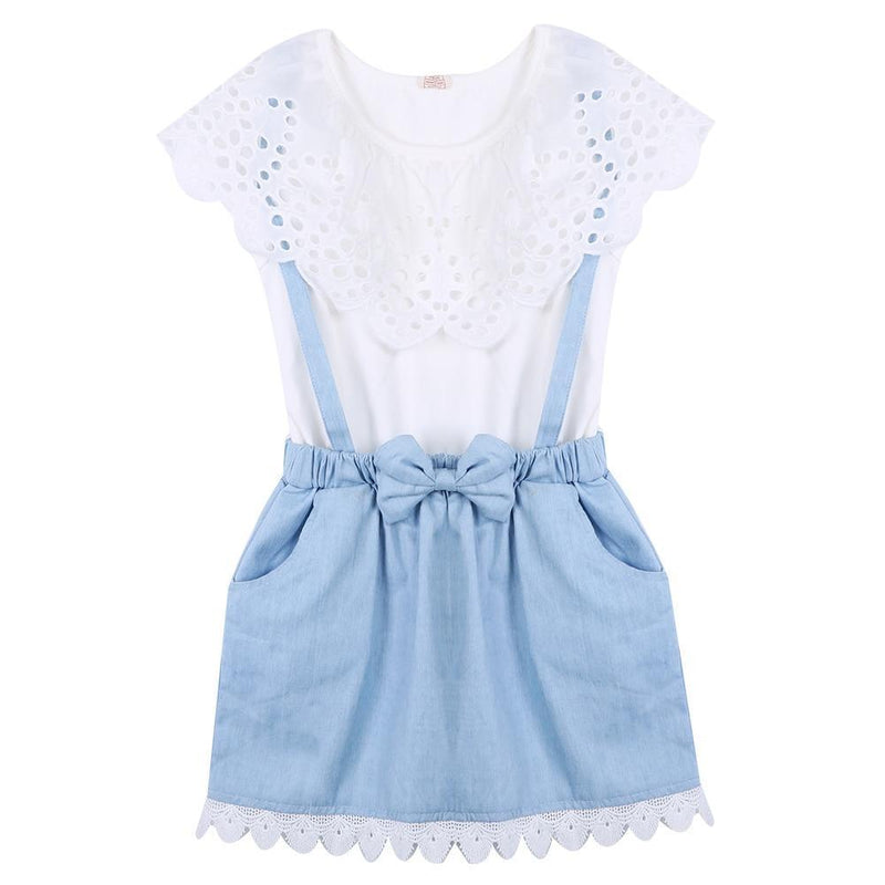 Toddler Kid Girl Ruffles Tops T-shirt  Strap Dress Outfit Cute Clothes Set Perfect Gift Unique Design