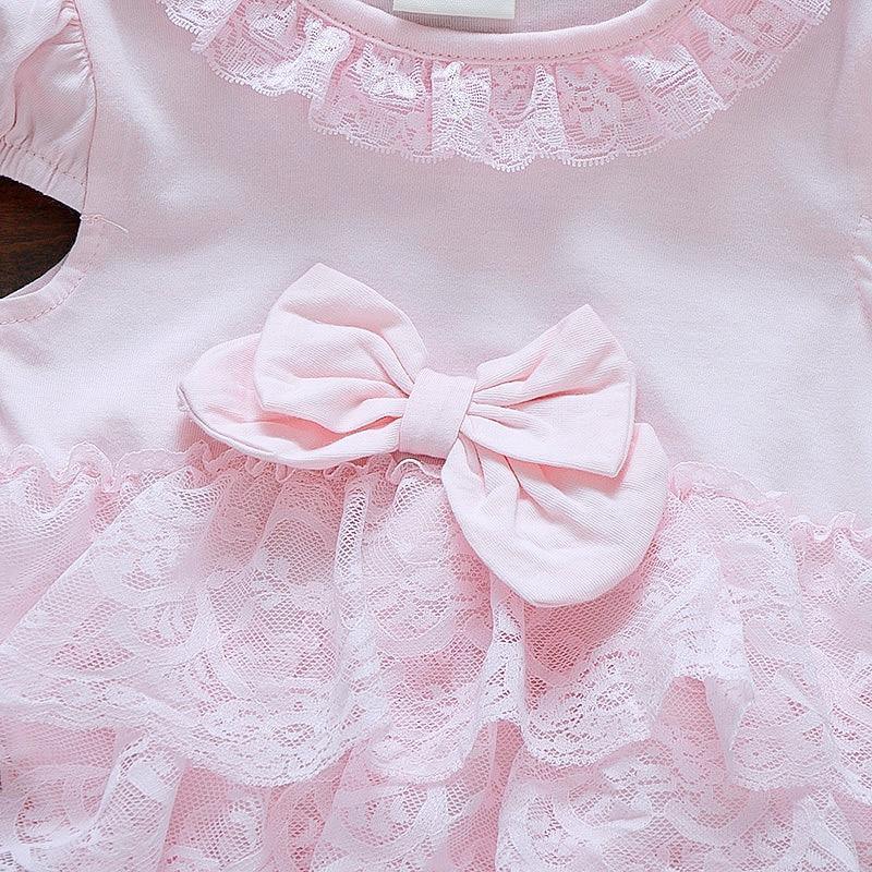 Pink Baby Luxury Bodysuit Infant Girls Princess Puffy Dress Baby Gown Party Wedding Excellent Girls Gift
