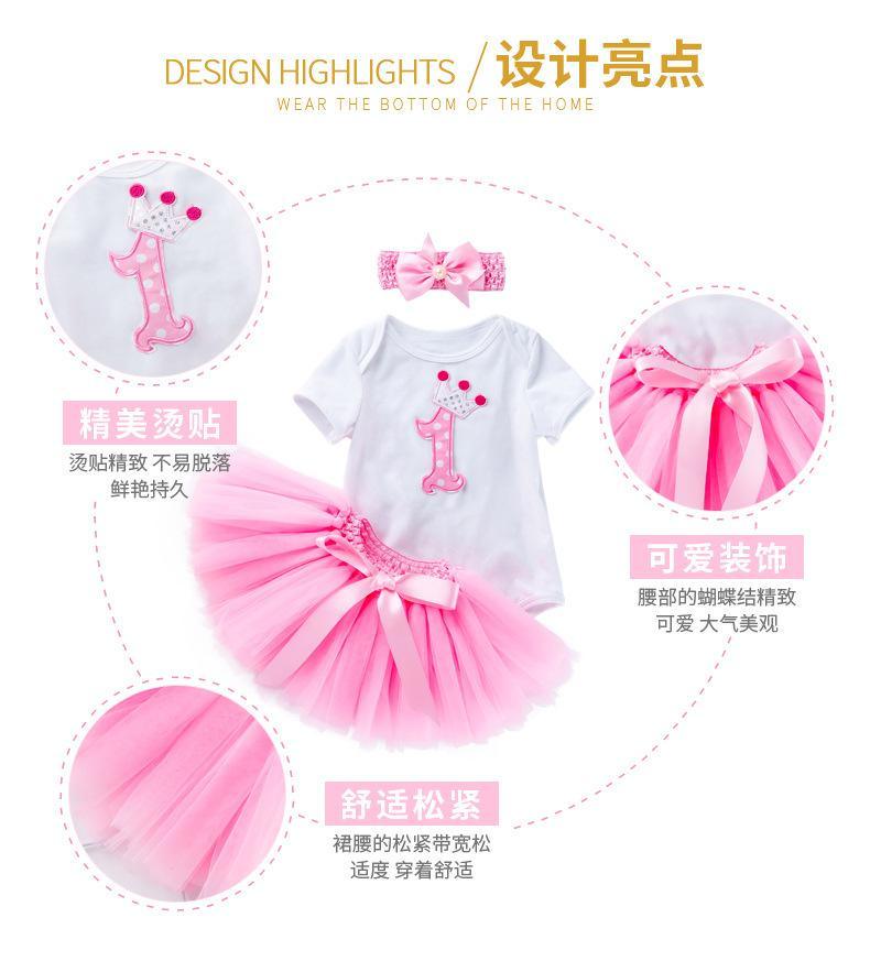 2 Year Girl Baby Birthday Dress For Birthday Girl Party - 3 Piece Infant Clothing Luxury Set For Birthdays For Girls