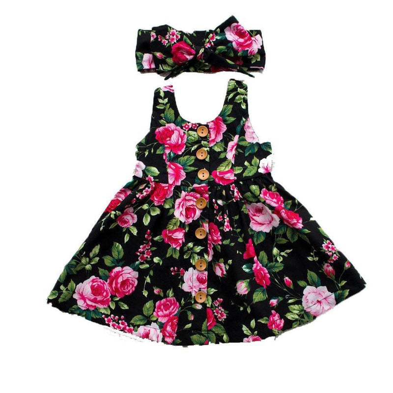 Interesting Toddler Kids Baby Girl Party Princess Floral summer Dress Pageant Clothes With Bow
