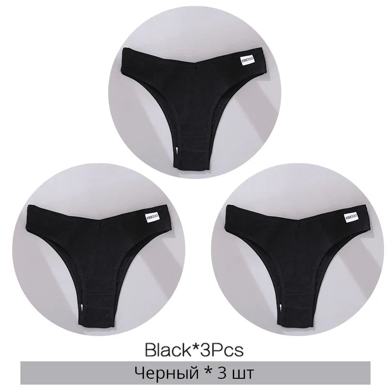 3Pcs/Set Cotton Women Briefs Sexy Seamless Brazilian Panties Female Low Rise Underwear Breathable Underpants Girls M-XL Intimate