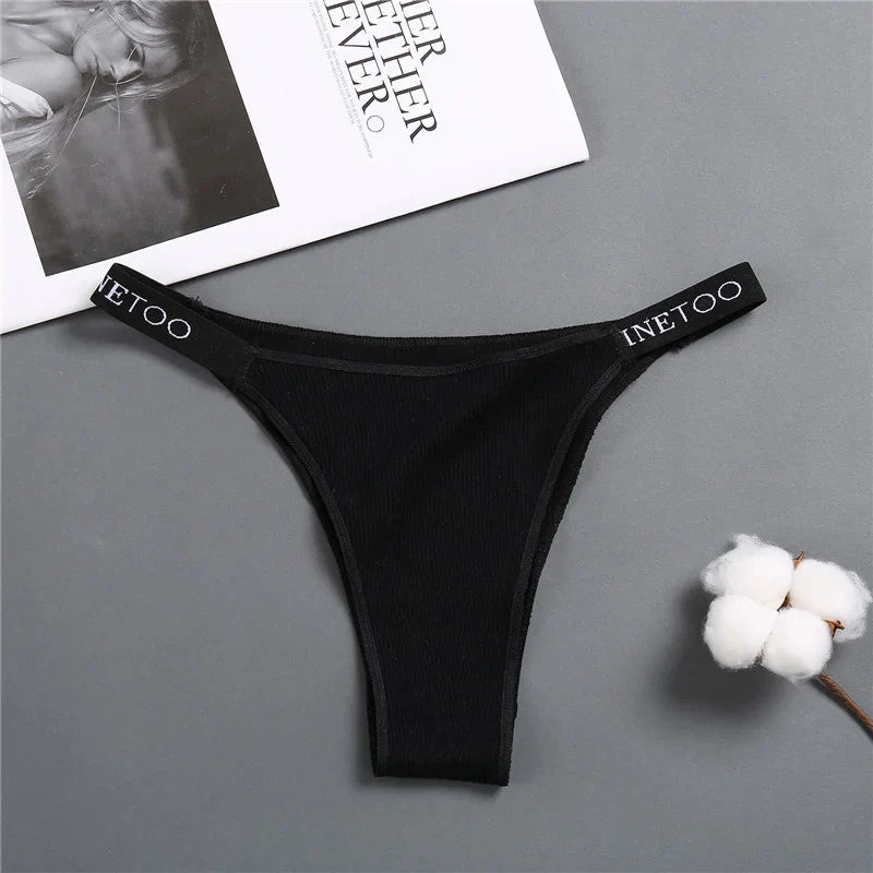 Sexy Low Rise Cotton Panties for Women Female Briefs Pantys Ladies  Letter Belt Underwear Girls M-XL Intimates Lingerie FINETOO