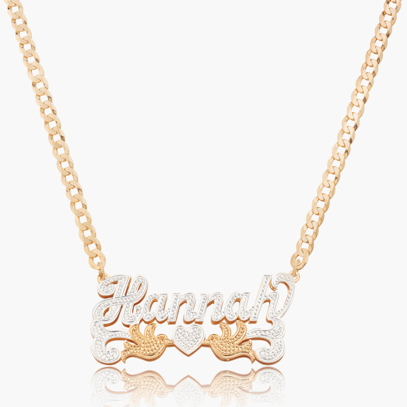 Double Plated Love Bird Name Necklace