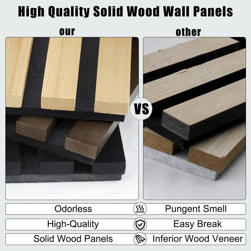Hausvita Acoustic Solid Wood Slat Wall Panels ( 2 Panels Per Box )