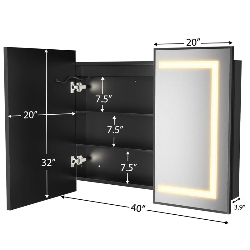 Hausvita Framed Recessed LED Light Bathroom Medicine Cabinet -medium