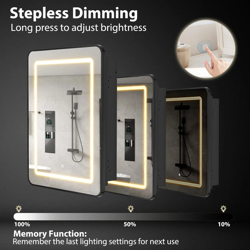 Hausvita Framed Recessed LED Light Bathroom Medicine Cabinet -small