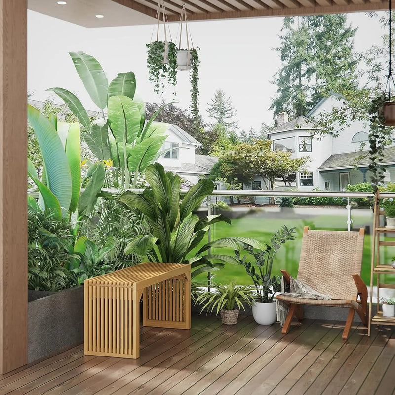 Hausvita HiKingQueens 35" Dining Bench, Indoor Wood Bench for Entryway,Living Room,Kitchen and Bedroom (Nature, Long Bench)