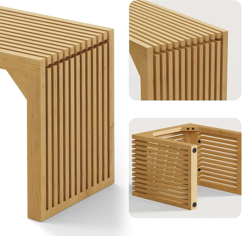 Hausvita HiKingQueens 35" Dining Bench, Indoor Wood Bench for Entryway,Living Room,Kitchen and Bedroom (Nature, Long Bench)