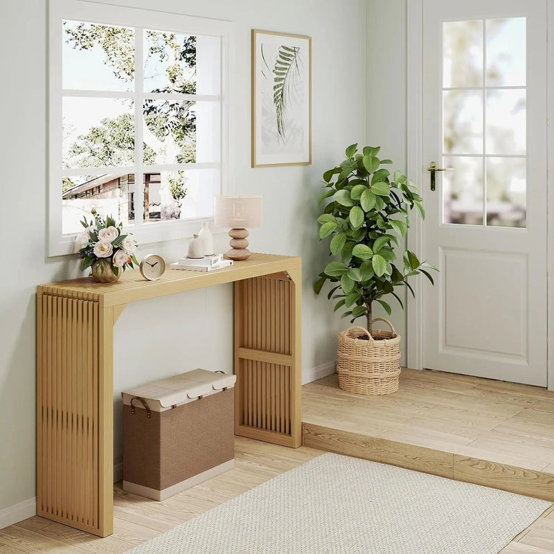 Hausvita HiKingQueens 35" Dining Bench, Indoor Wood Bench for Entryway,Living Room,Kitchen and Bedroom (Nature, Long Bench)