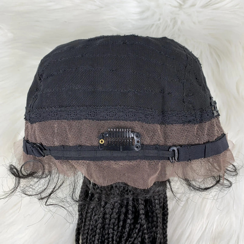 30" Braided Lace Front Wig for Black Women | African Braids with Baby Hair | Synthetic Glueless Mat Wig