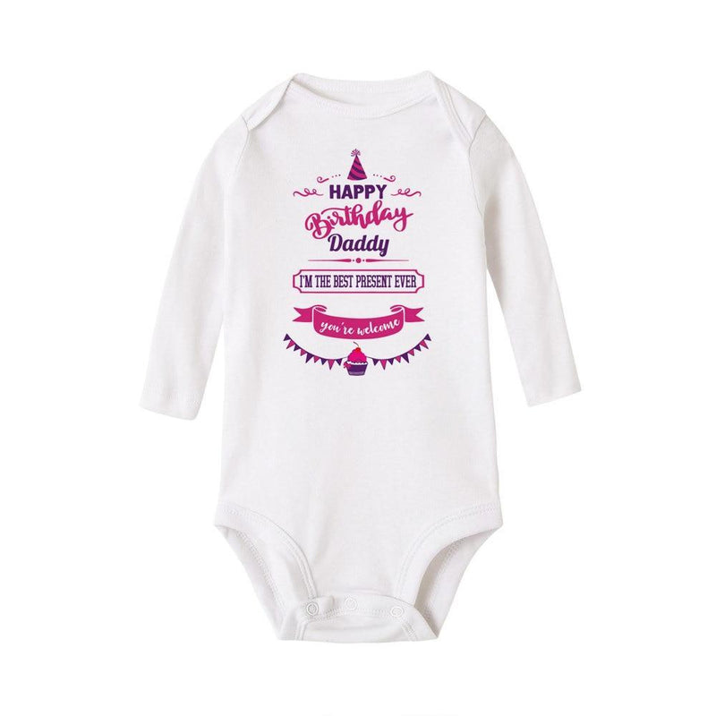 Happy Birthday Daddy Newborn Kids Baby Boys Girls Infant Long Sleeve Jumpsuit ROmper In Modern Designs With Party  Print