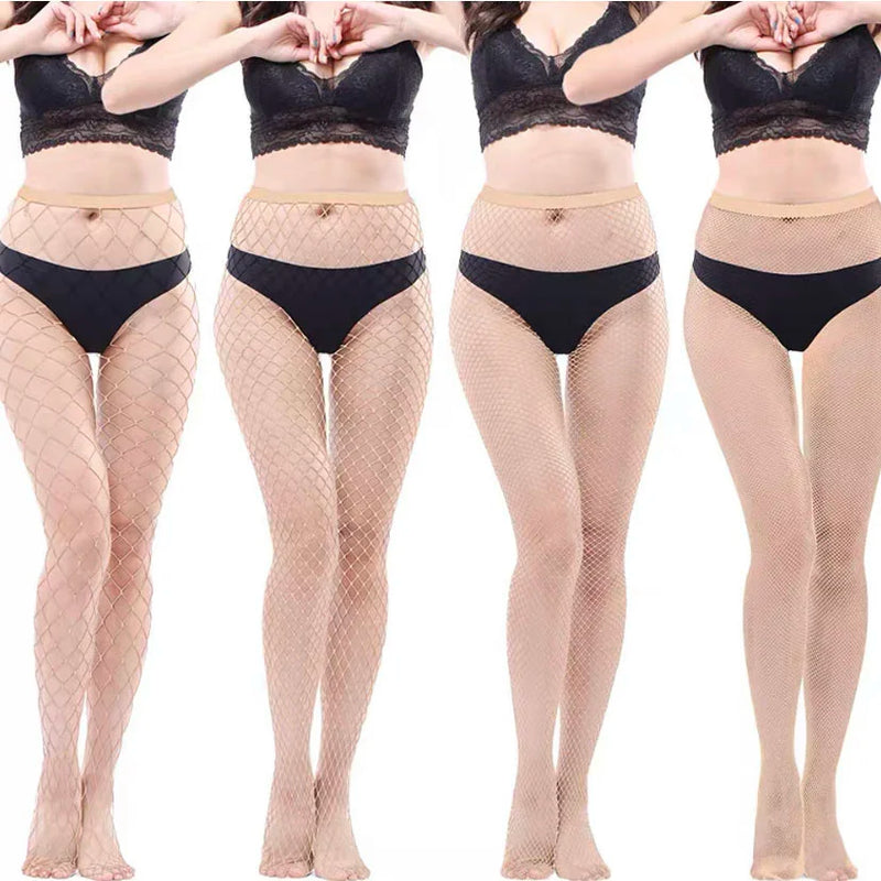 4 Pairs Mini Small Medium Large Holes Plain Fishnet Tight Multi Colors Stretchy Pantyhose
