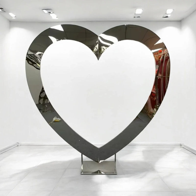 Heart Mirror Gold Wedding Backdrop - Cupid Arch Metal Stand