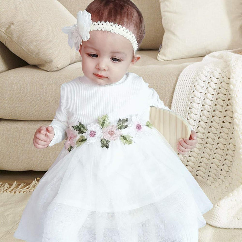 Baby Girl  Flower  Dress Pretty Bow  Outfits Long Sleeve Toddler Girl Unique Design Perfect Gift