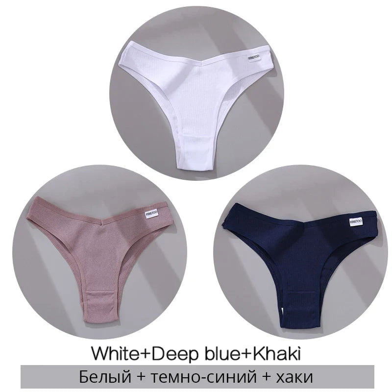 3Pcs/Set Cotton Women Briefs Sexy Seamless Brazilian Panties Female Low Rise Underwear Breathable Underpants Girls M-XL Intimate