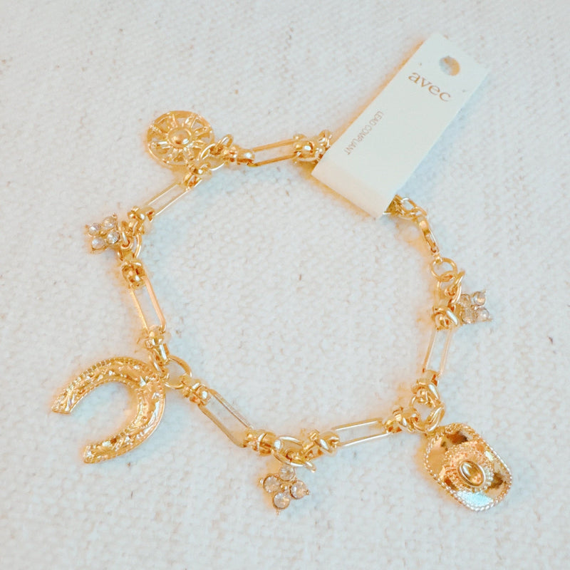 Horseshoe And Clover Multi Charm Bracelet