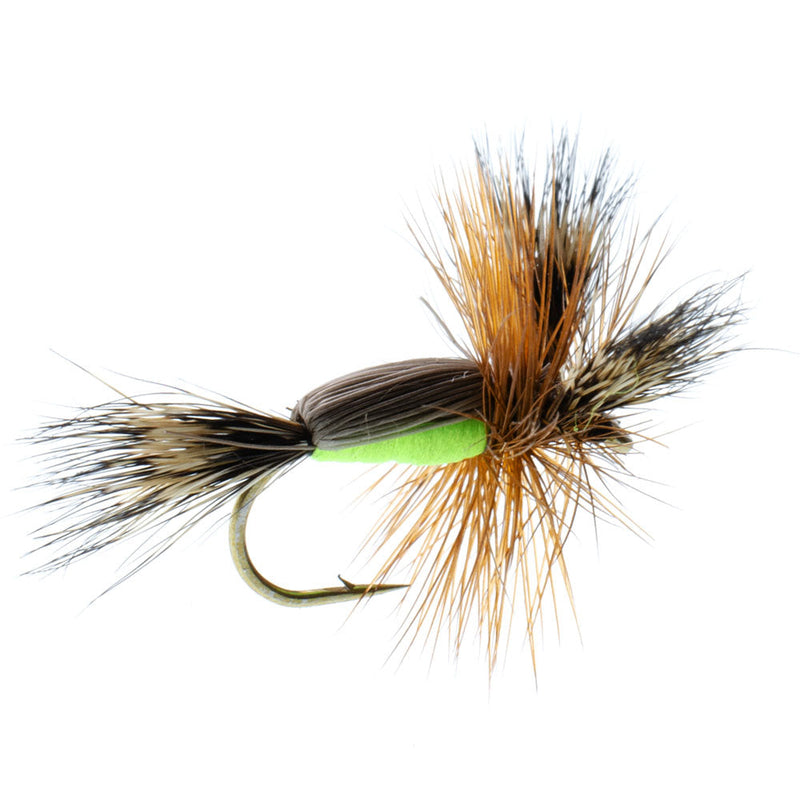 Barbless Chartreuse Humpy Hair Wing Dry Fly - 1 Dozen Flies Size 12