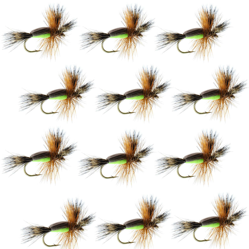 Barbless Chartreuse Humpy Hair Wing Dry Fly - 1 Dozen Flies Size 10