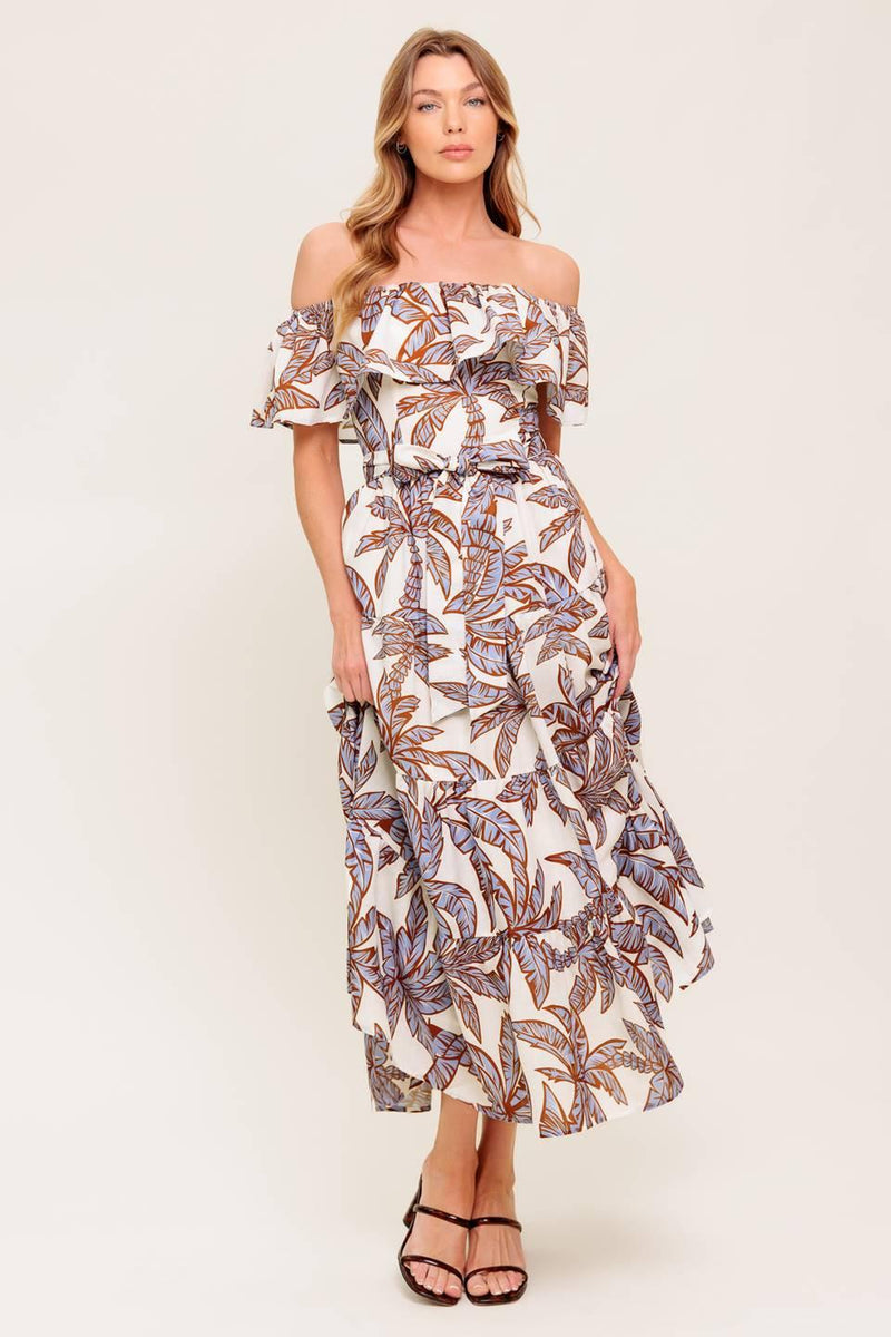 LILY GARDEN LAVENDER WOVEN MIDI DRESS
