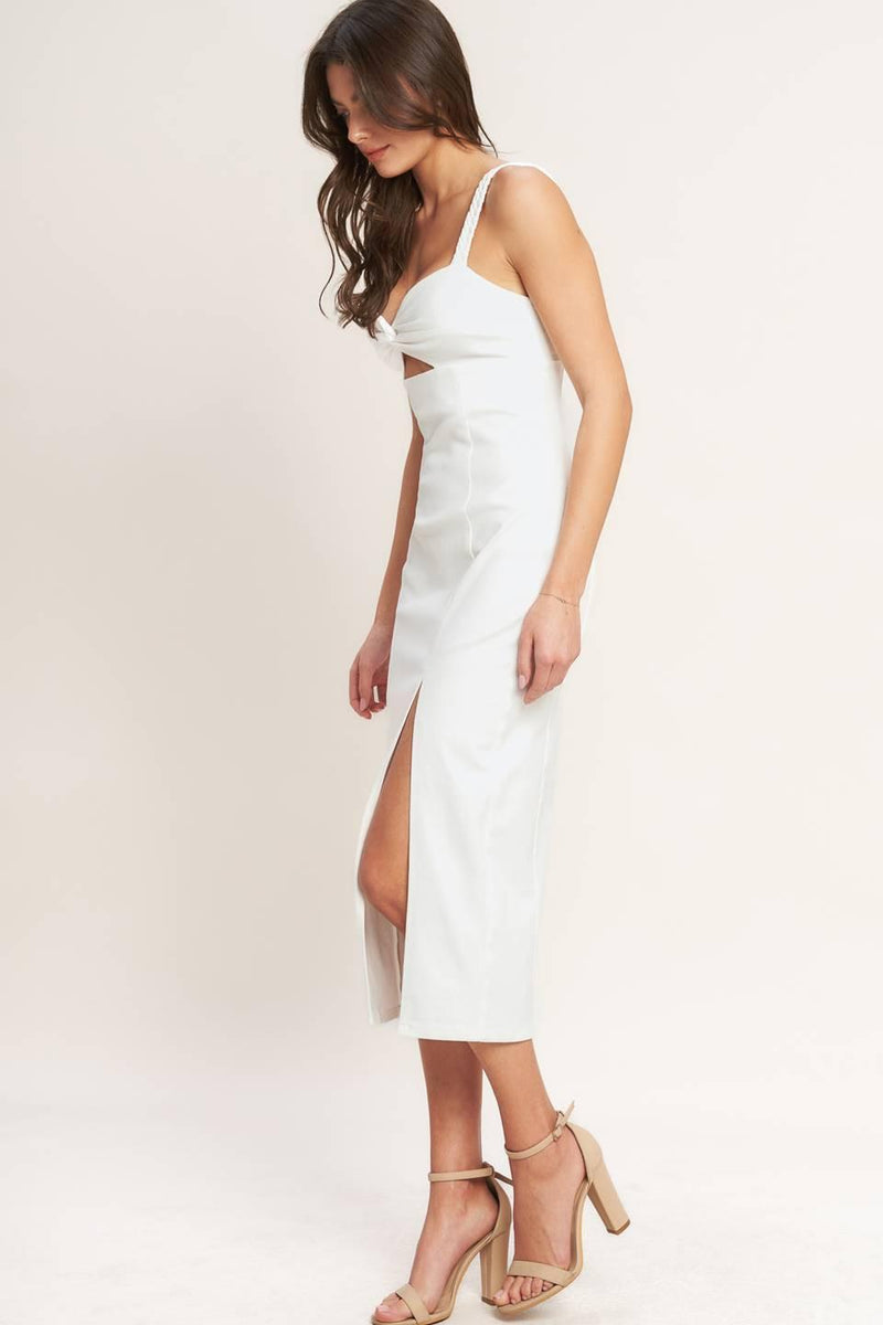 SILENT SHIN TWILL MIDI DRESS