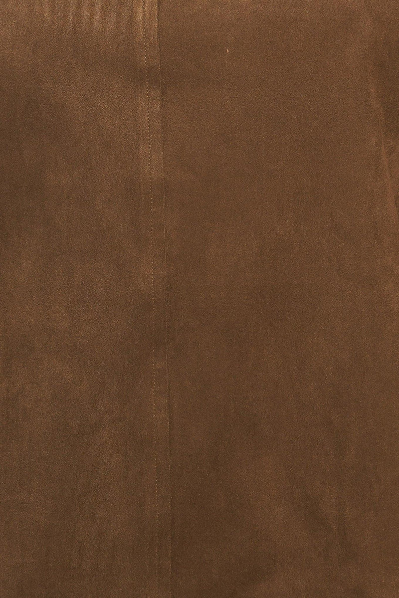 QUIET LUXURY EDGE FAUX SUEDE MIDI SHIFT DRESS