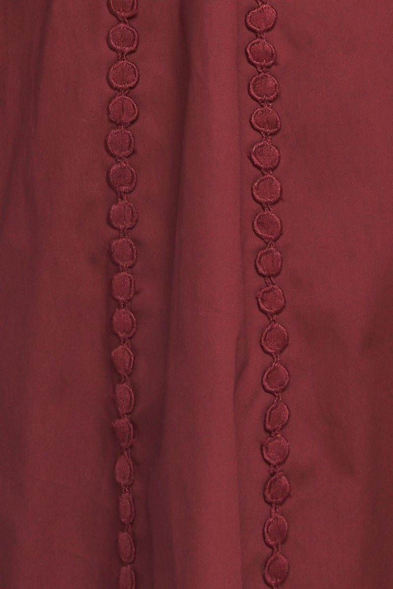 MODERN FEMME BURGUNDY WOVEN MIDI DRESS