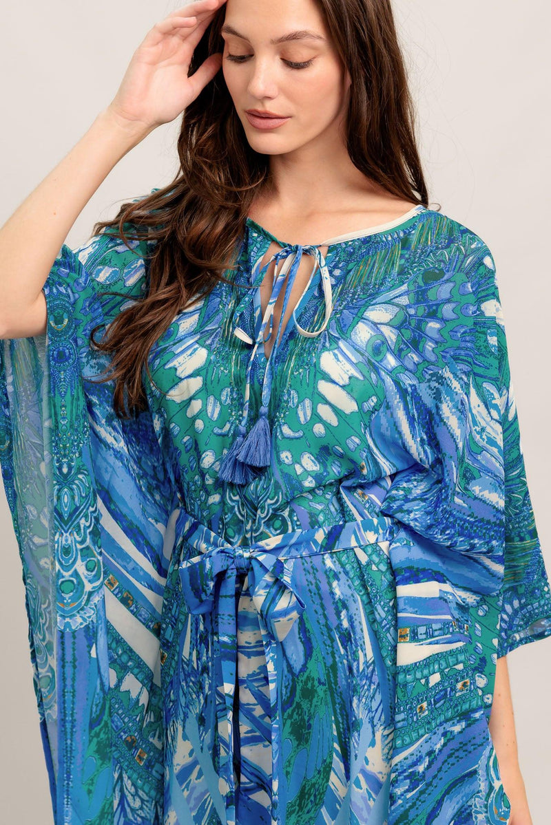JUST LANDED IN PARADISE WOVEN KAFTAN MAXI DRESS