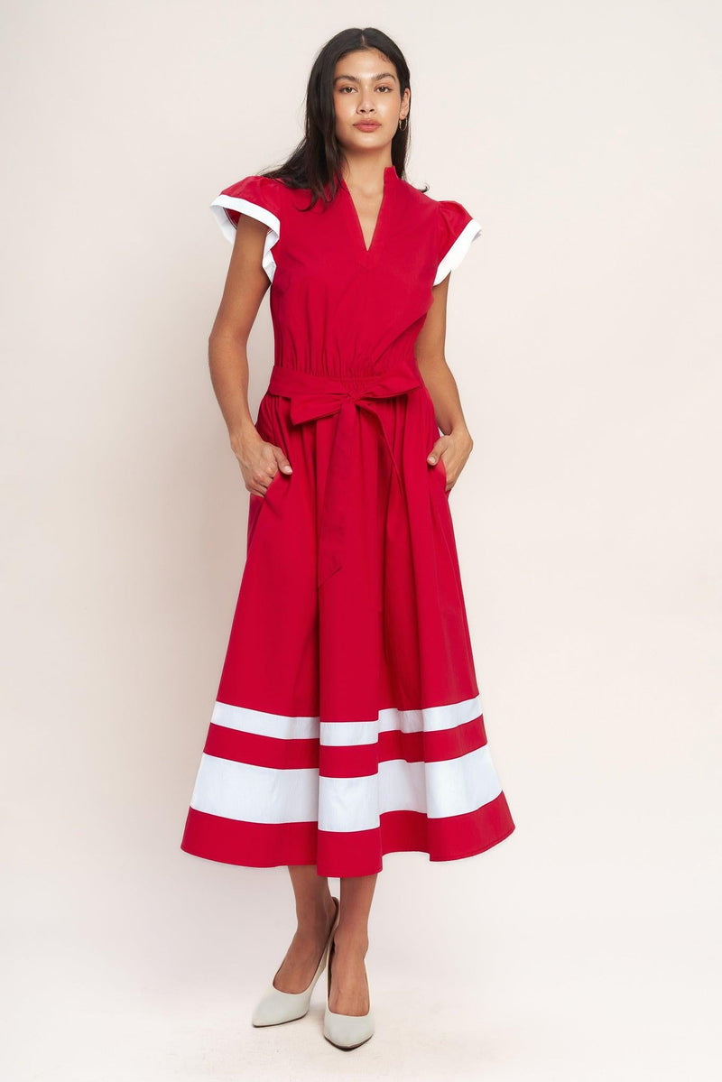 TRUE LOVE IN COLOR BLOCKED MIDI DRESS