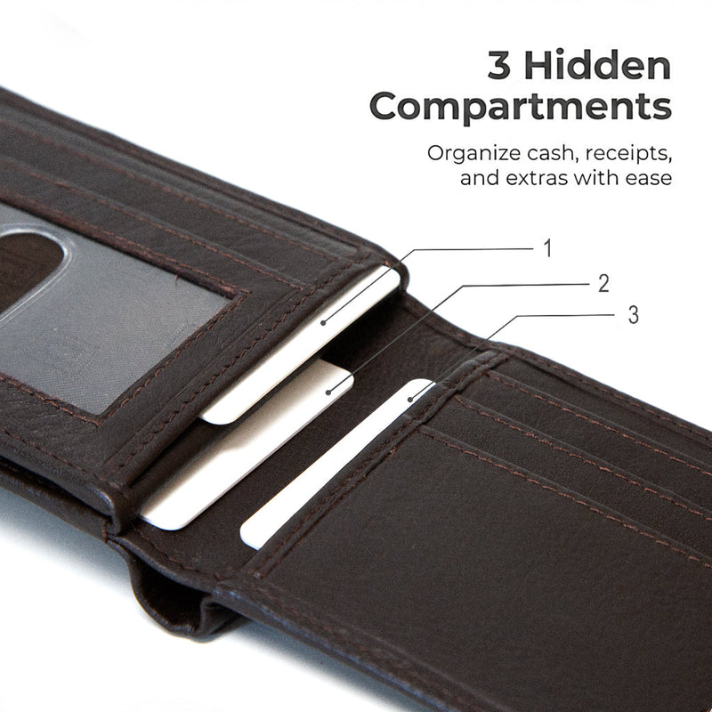 Mens RFID 10 Slot Bifold Wallet with ID Window