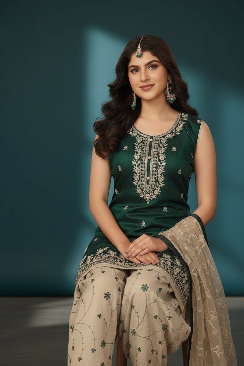 Cotton silk salwar suit