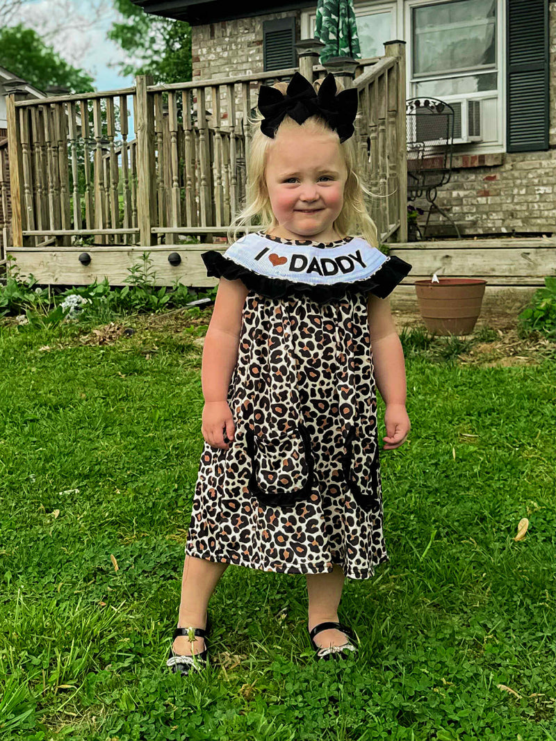 Smocked leopard I love daddy Dress