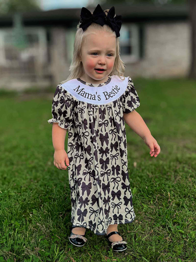 Smocked bows mamas bestie Dress