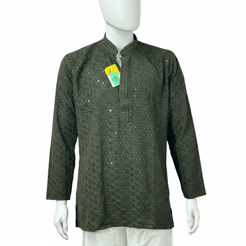 Dark green short kurta