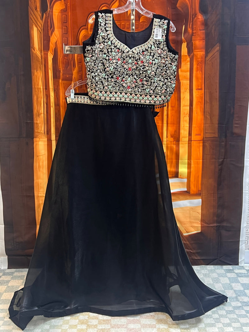 Black tissue Lehenga set
